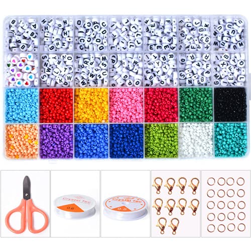 Juego de perlas de cristal, mini perlas de cristal y cuentas de letras, con forma de corazón, 3 mm y 4 mm, para pulseras DIY (3 mm) Cover