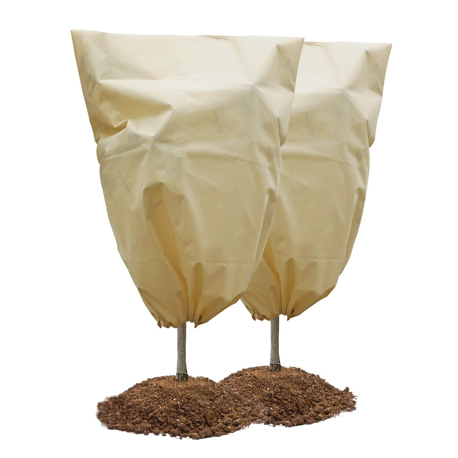 ESINGMILL 2 Pack Plant Cover for Frost Protection, Reusable Warm Shrub Jacket for Freeze Protection, Trees Blanket Bag with Drawstring (Large: W69.5×H82)