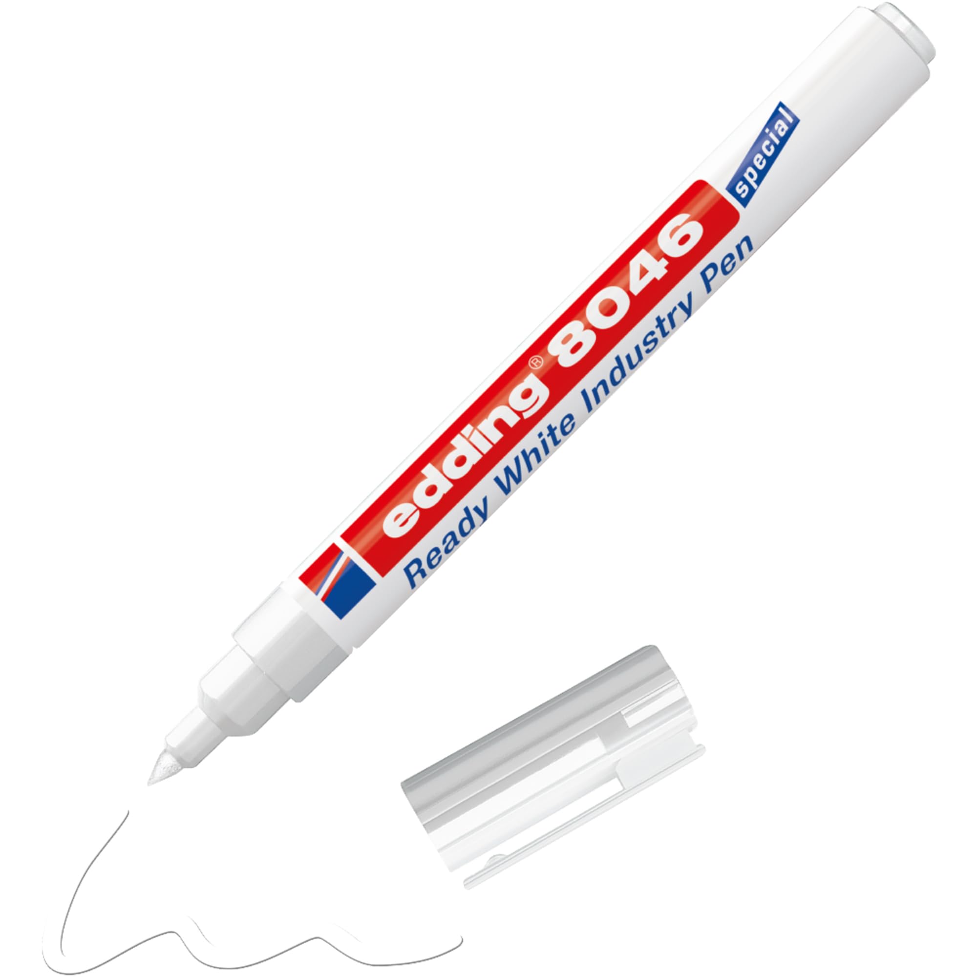 edding 8046 Ready White Industry Pen Permanentmarker blickdicht blickdicht blickdicht 1,0-3,0 mm Strichstärke Marker für Handbeschreibung