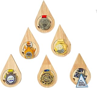 Medal Hanger,Solid Wood Medal Hangers,Hexagon Medal Holder,Teardrop Shaped Medal Holder,Wall-Mounted Medal Display Frame,Used to Display War/Military/Medal/Marathon/Sports Meeting