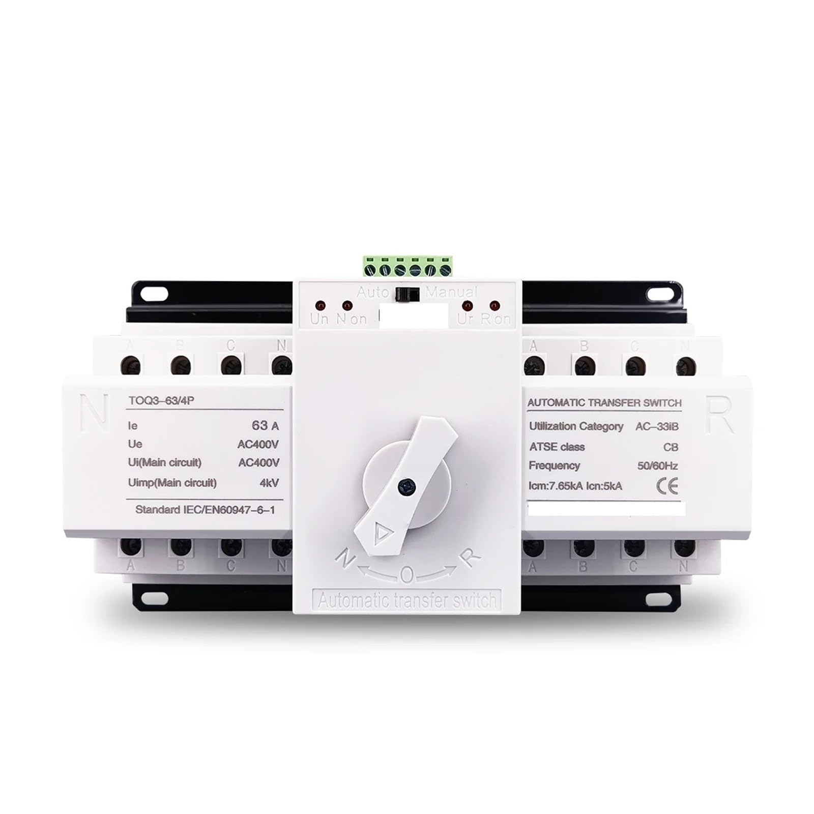 Commutateur ATS 4P 63A basculement automatique et sécurisé 380V MCB
