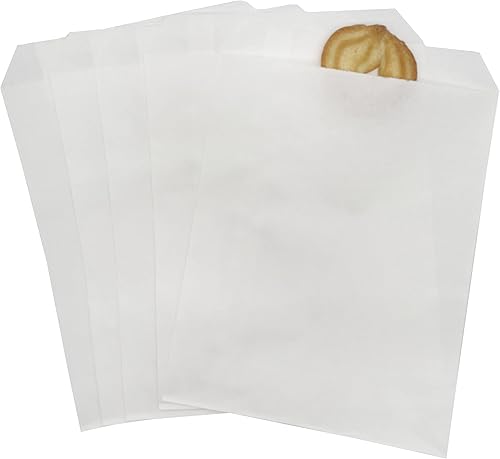 Jexila Paquete de 100 bolsas de papel de estraza de 5 x 7 pulgadas, bolsas planas de papel kraft para galletas, dulces, para panadería, mercancía,