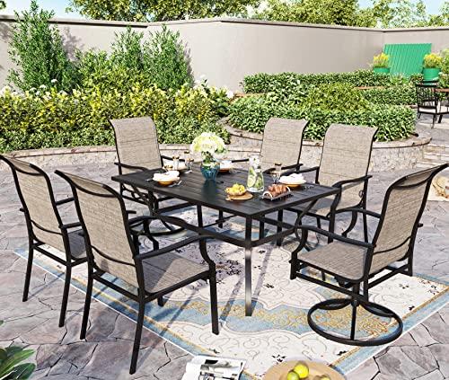 Sophia & William Patio Set Patio Dining Set 7 Pieces Patio Table For 6 And Patio Dining Chairs Padded Quick Dry Textilene High Back Patio Furniture Set Support 350Lbs For Outdoor Lawn Garden Backyard #TOP7
