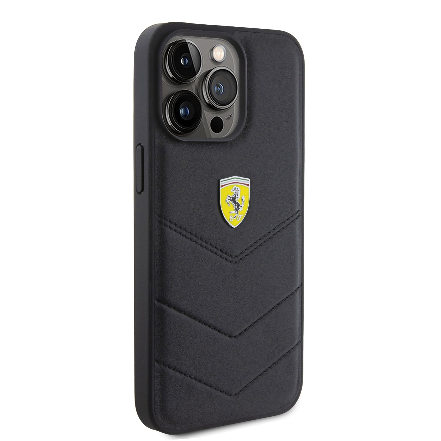 Ferrari FEHCP15XRDUK - Custodia rigida per iPhone 15 Pro Max 6.7", con logo in metallo, colore: Nero