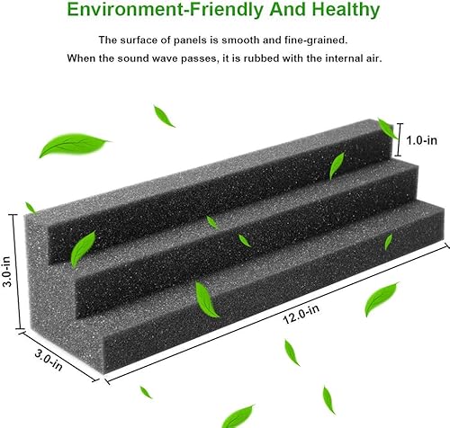 Miniatura 2 de DEKIRU Trampas de espuma acústica para graves de espuma de estudio, paneles de espuma a prueba de sonido, amortiguación de ruido para pared, ideal