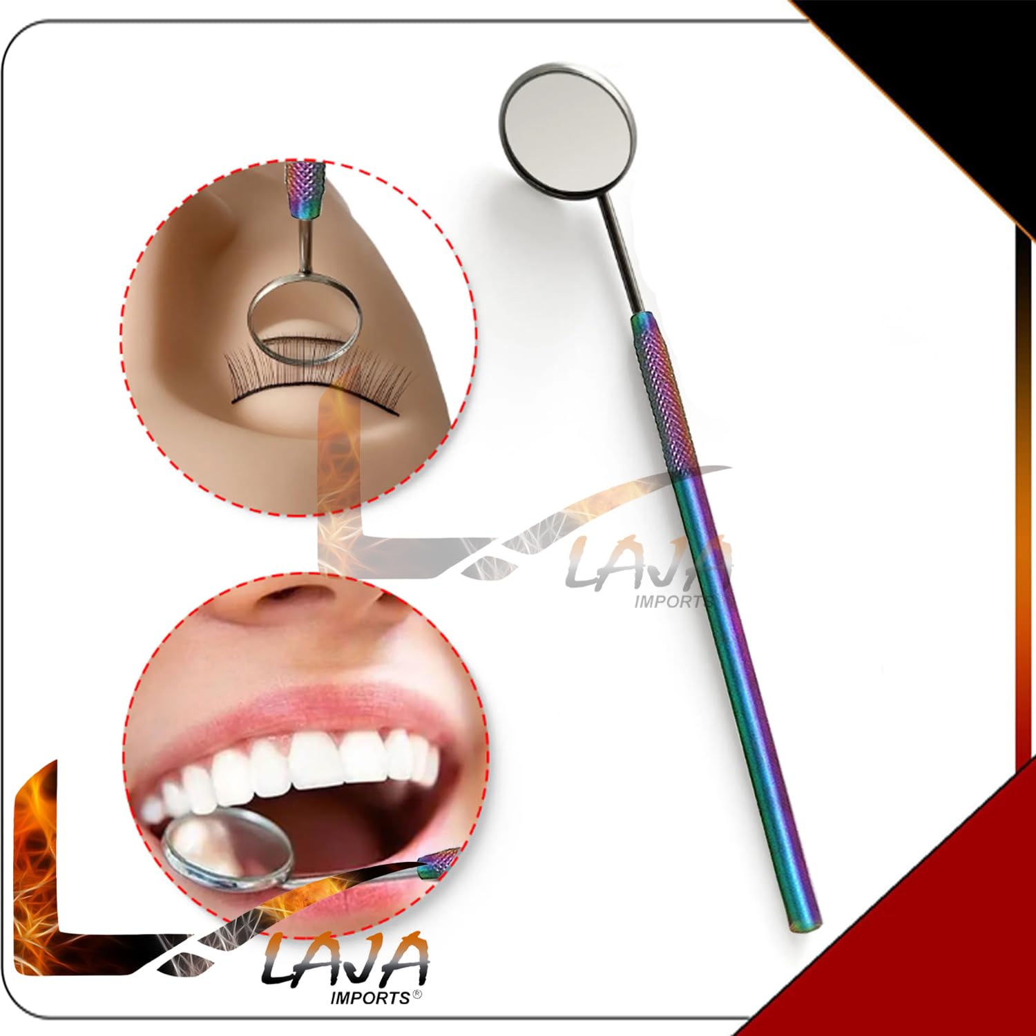 Laja Imports Eyelash Extensions Mirror Beauty Cosmetics Makeup Applicator Dental Tool Multi Color for Educational Use