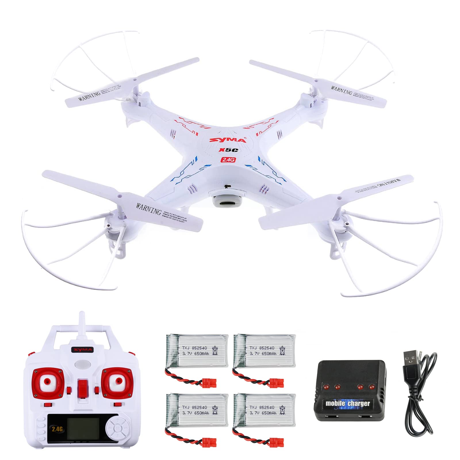 CheerwingSyma X5C-1 RC Drone with 720P Camera and Altitude Hold, 4pcs 650mAh Batteries and 4-in-1 Charger