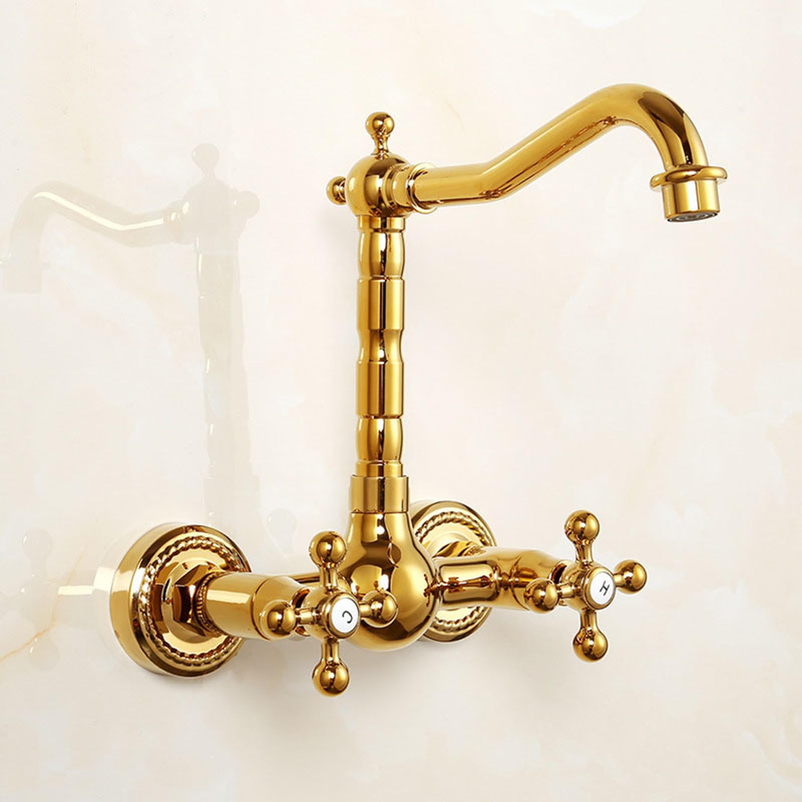 XJTNLB Grifo de Baño para Pared Grifos Lavabo Retro Negro Grifo Lavabo con Dos Mandos Giratorio a 360° Grifos para Lavabos de Baño Vintage Caño Alto