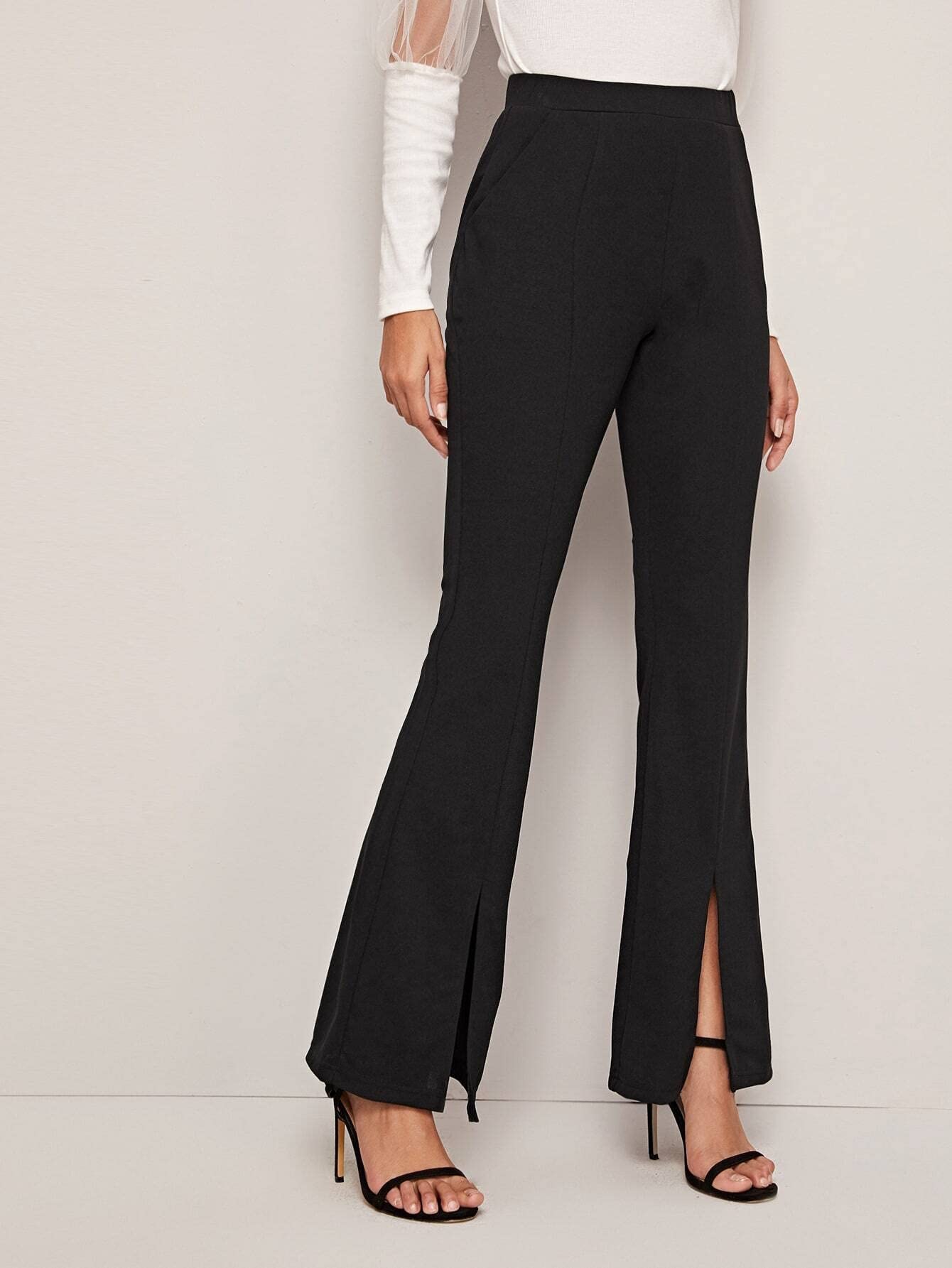 Womens Summer Casual Pants High Waist Slit Hem Leg Pants for Work Holiday