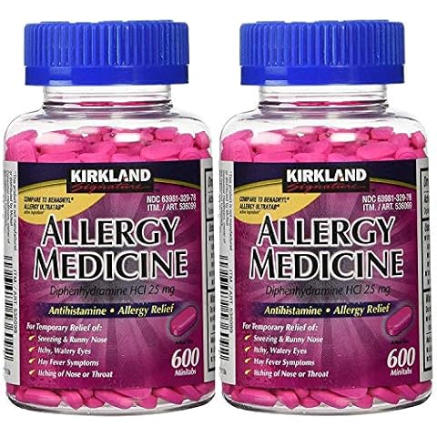 Kirkland Signature Allergy Medicine Diphenhydramine HCI 25 mg - 600 Minitabs Cover