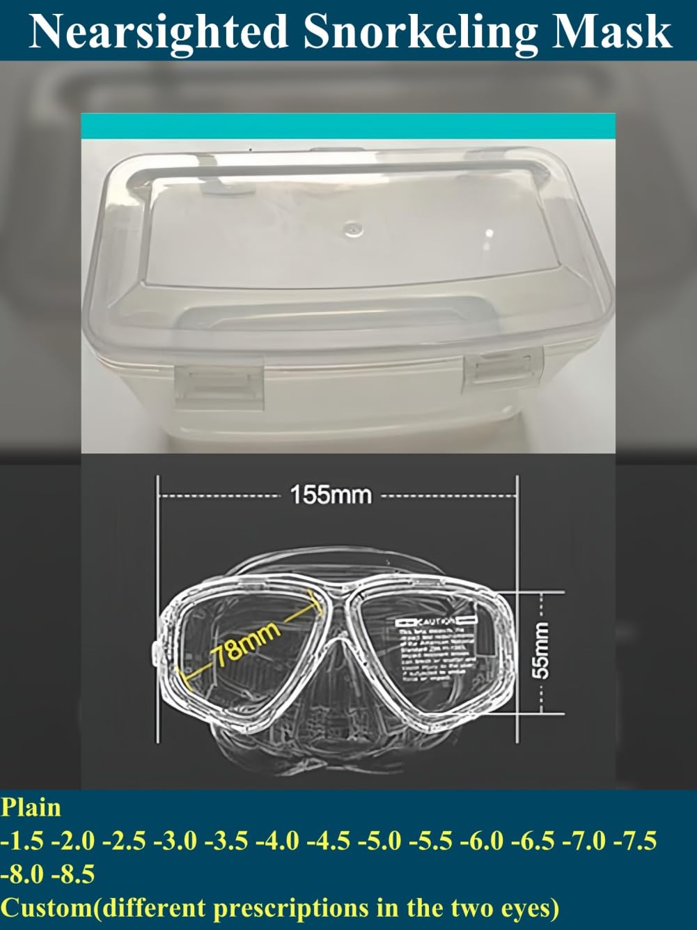 YEESAM Masque de plongée myopie avec dioptries pour porteurs de lunettes, large vision, lentilles en résine, lunettes de plongée, lunettes de plongée pour adultes et enfants, myopie