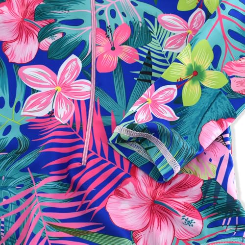 Image of Girls Long Sleeve One Piece Swimsuit Rash Guard Swimwear Zipper Quick Dry Bathing Suits Sun Protection UPF 50+ (Ages 4-12)