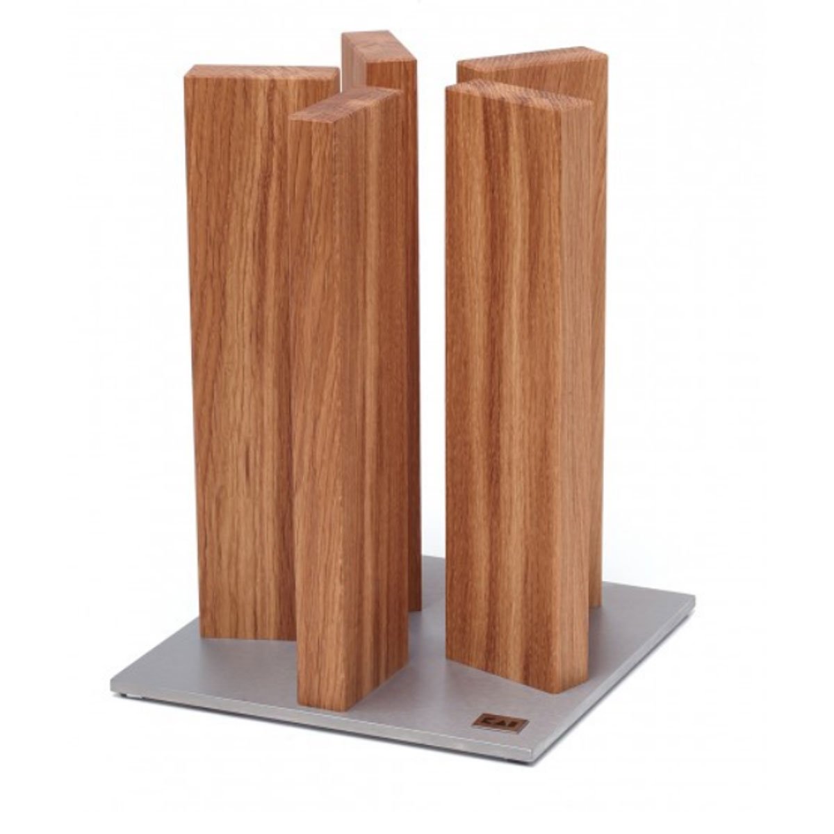 KAI blocco portacoltelli magnetico Stonehenge in rovere con base in acciaio inossidabile - Legno premium - Spazio per 10 coltelli - Dimensioni 21 x 21 x 28-30 cm