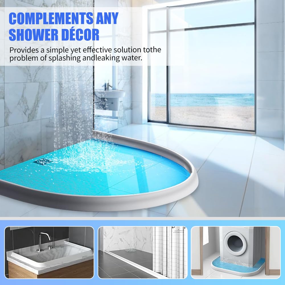Barriera Doccia Ferma Acqua, 3M Soglia Doccia, Silicone Barriera Acqua Impermeabile Autoadesivo, Pieghevole Bordo Vasca da Bagno Pieghevole Barriera, per Doccia Cucina Bagno (Bianco 2*3CM)