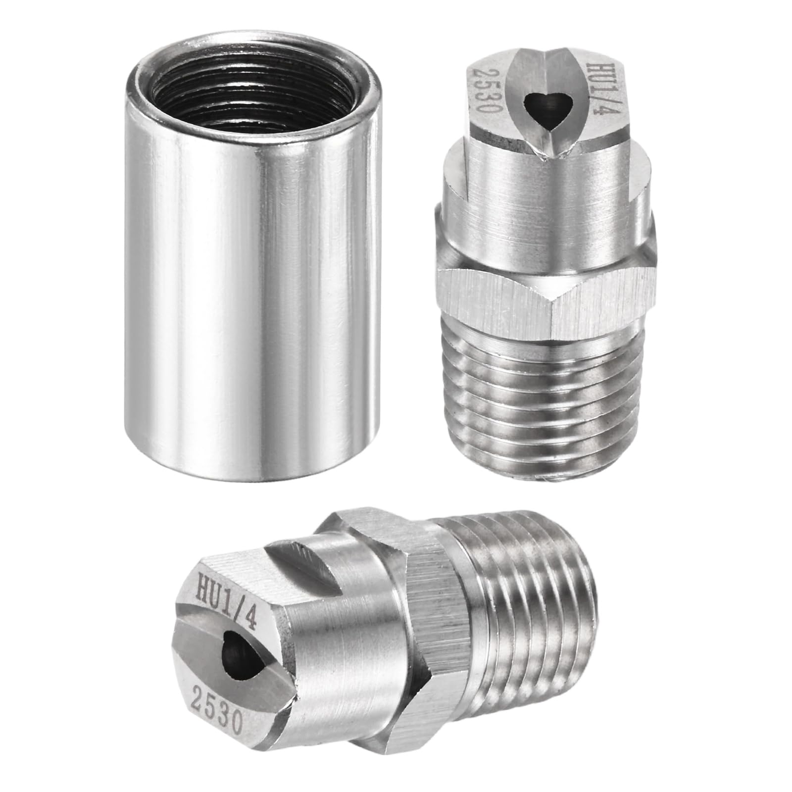 TIXIPEM 1/4" BSP Male 25 Degree Flat Fan Spray Tip [1SET] - High Pressure Washer Spray Nozzle with 1/4" BSP Female Pipe Fitting Used for Water Guns - [Stainless Steel-3.6MM]