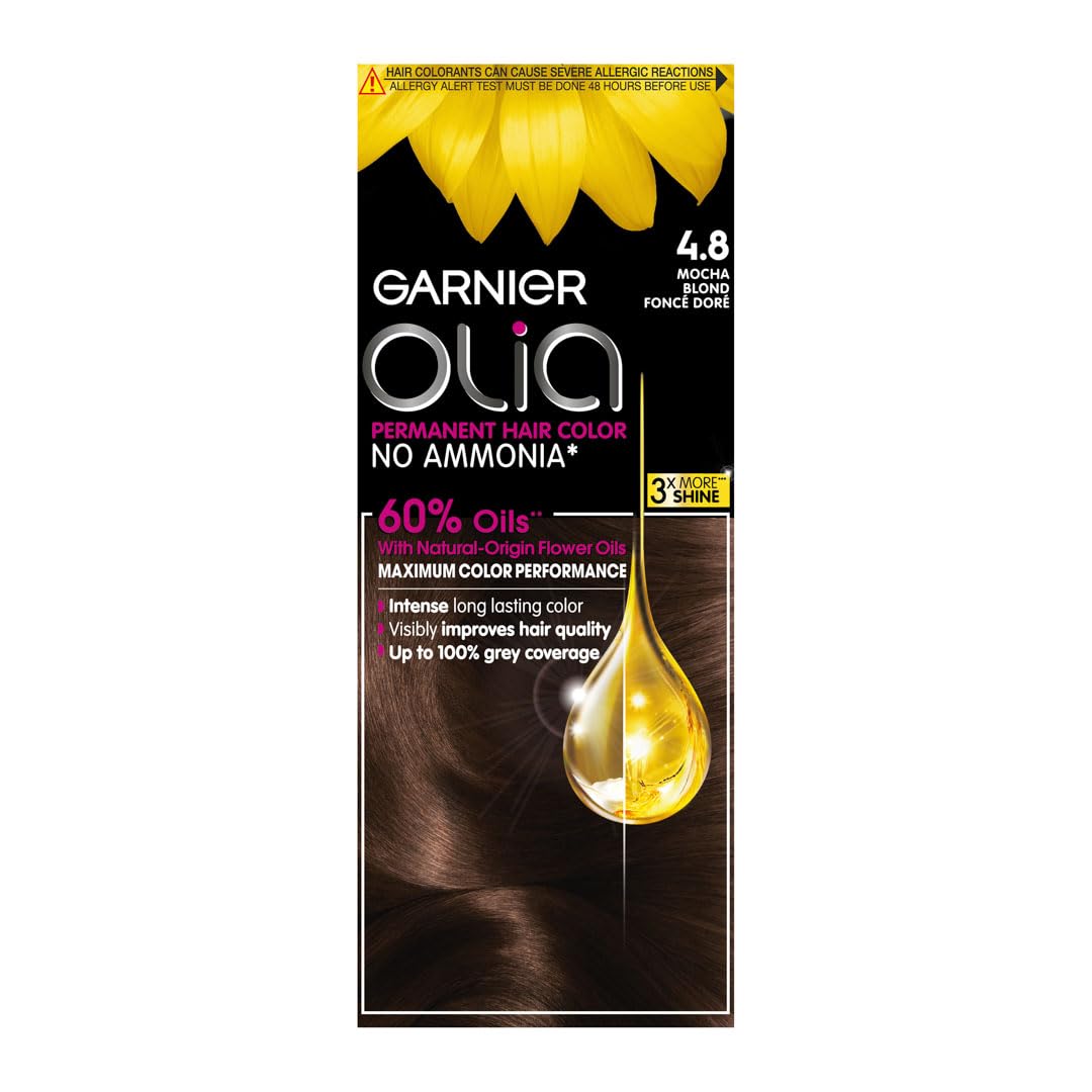Garnier Olia, No Ammonia Permanent Hair Color With 60% Oils, 4.8 Mocha
