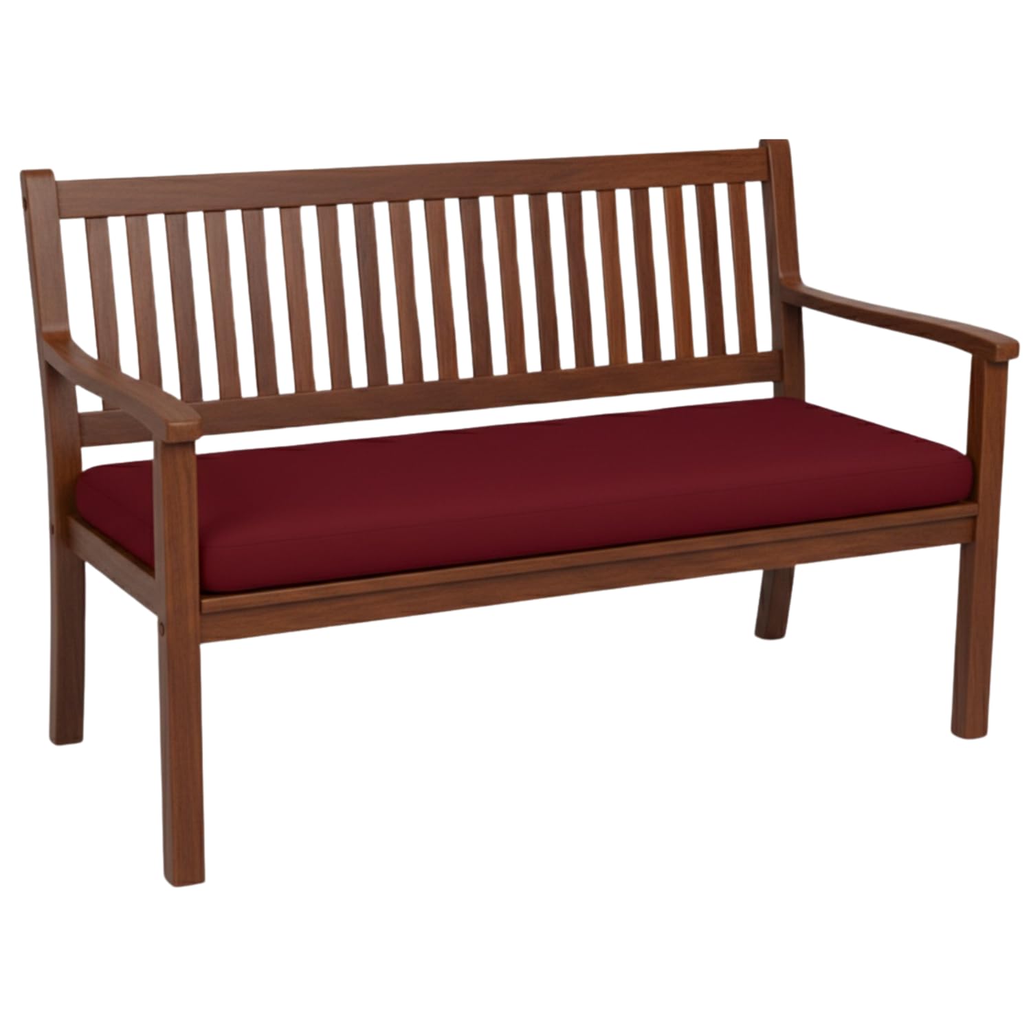 Garden Bench Cushion Seat Pad 100% Waterproof 2/3/4 Seater Outdoor Long Bench Cushion with Thick Foam, Removable Cover for Patio, Lawn, Swing & Indoor Furniture (2 Seater 108 x 45 x 5CM Burgundy)