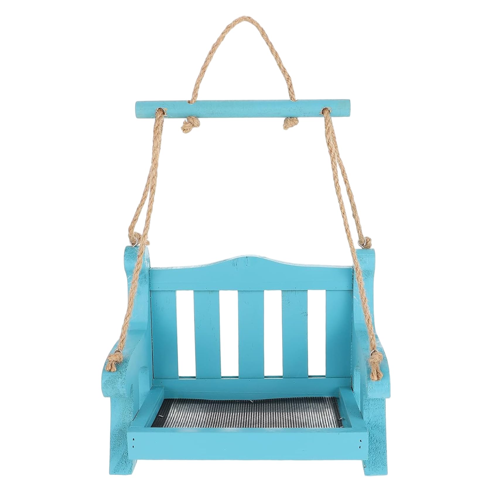 Mangeoire à oiseaux extérieure suspendue style chaise balançoire décorative bleue