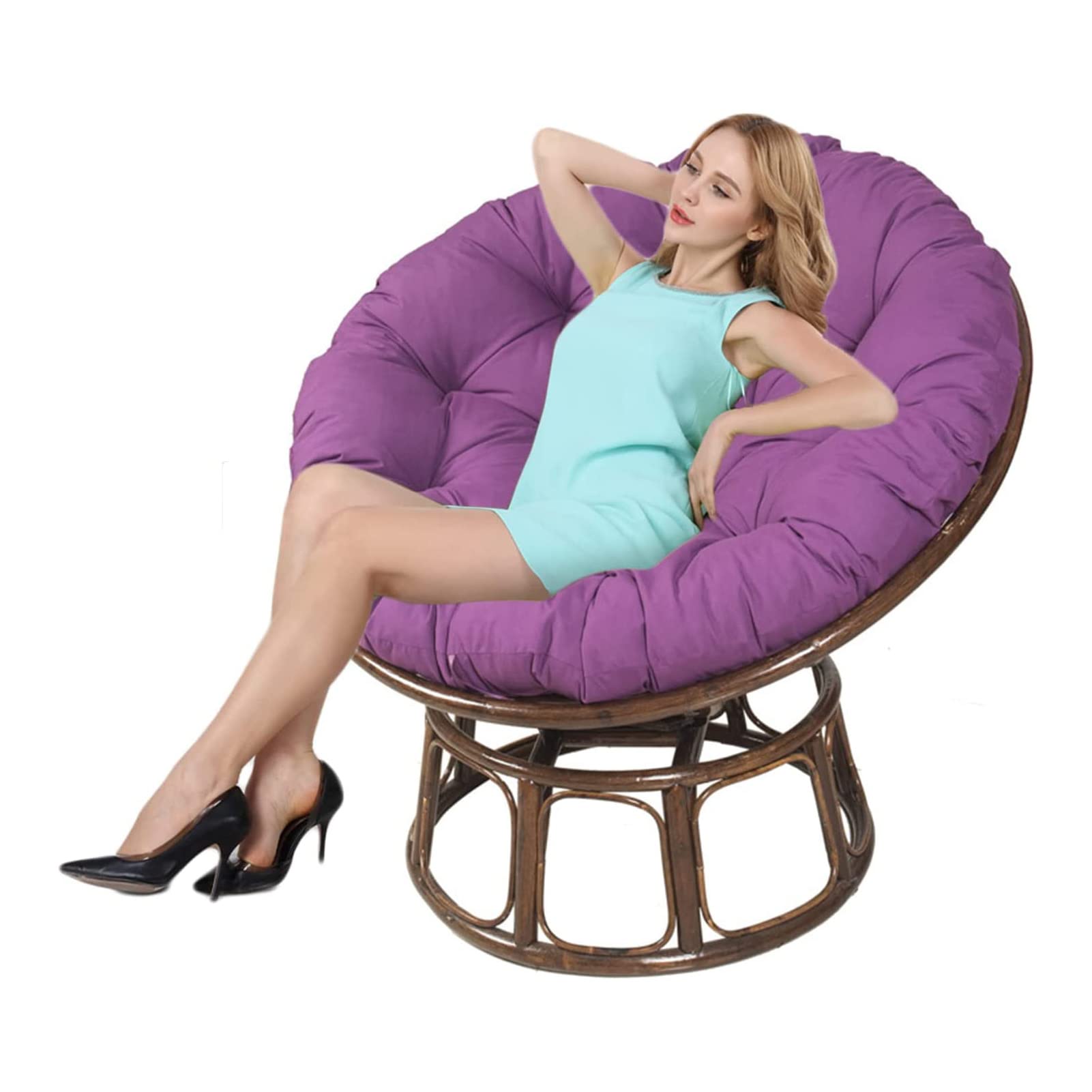 Round Papasan Chair Cushion Water Resistant Leisure Papasan Seat Cushion Soft Floor Pillow (Not Include Chairs) Papasan Round Chair Cushions for Indoor Outdoor Garden,purple,110*110CM/43*43IN