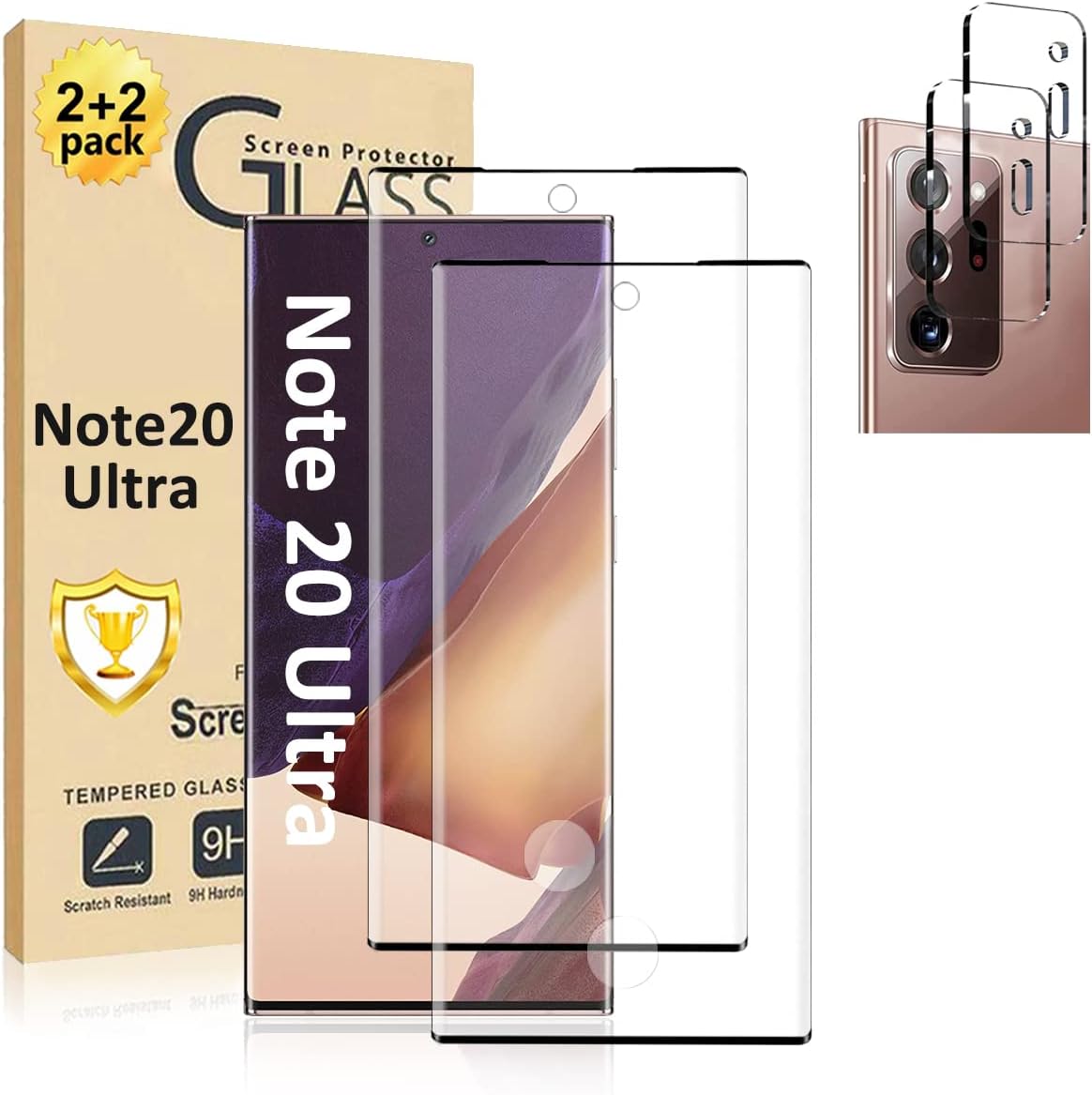 【2+2 Pack】Galaxy Note 20 Ultra Screen Protector, 2 Pack