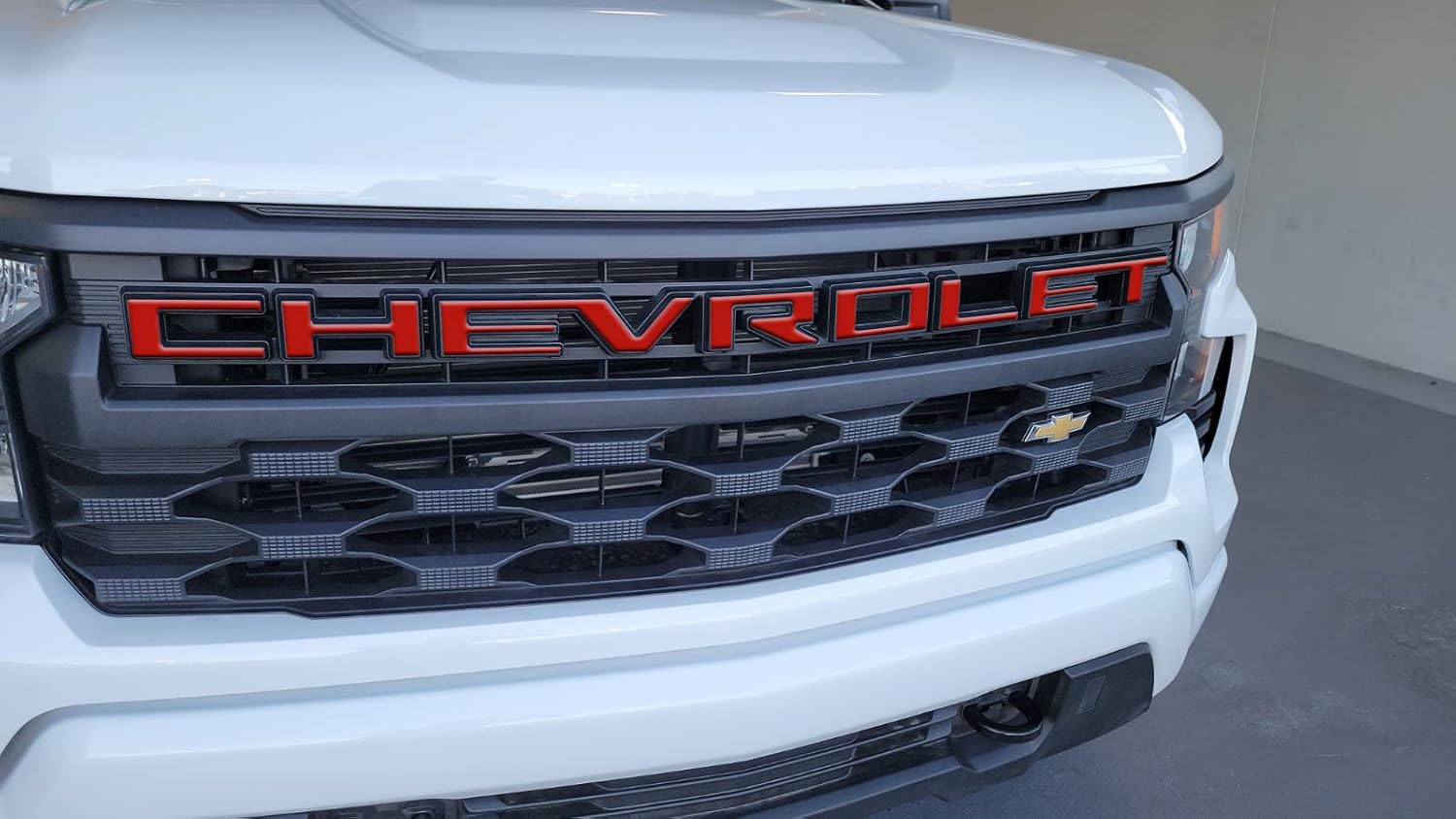 FITS CHEVY CHEVROLET Silverado custom front grille 2022 2023 front letters inserts (PLAIN RED)