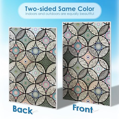 Dktie BLT1569-7MJ Static Cling Decorative Window Film With Installation Tools Non Adhesive Privacy Film, Stained Glass Window Film For Bathroom Shower Door Heat Cotrol Anti Uv 17.7 X 78.7 Inch thumb #2