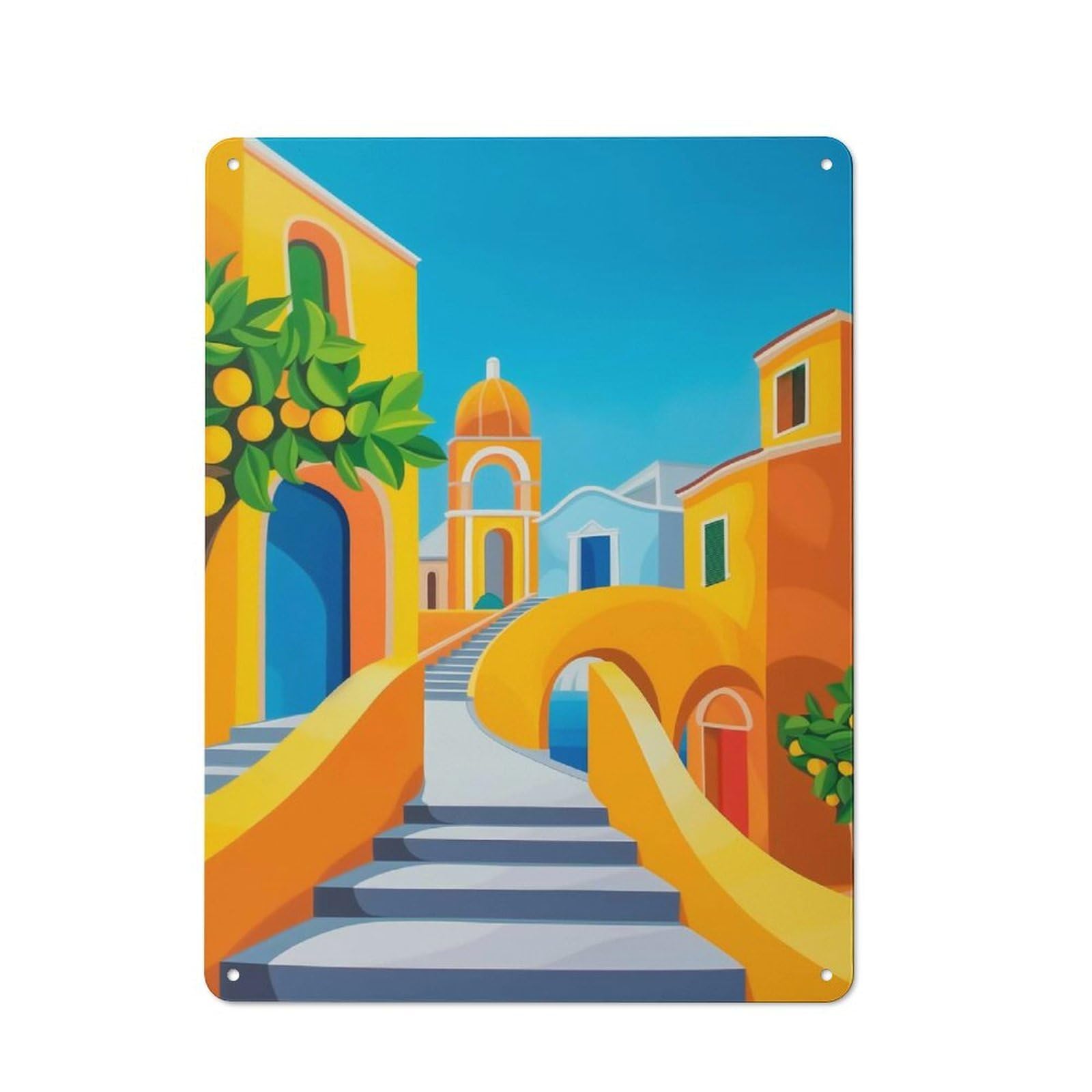 Retro Kitchen Metal Sign 40x30cm Featuring Positano III, Bistro Wall Plaque for Restaurant, Kitchen, Counter Or Breakfast Nook