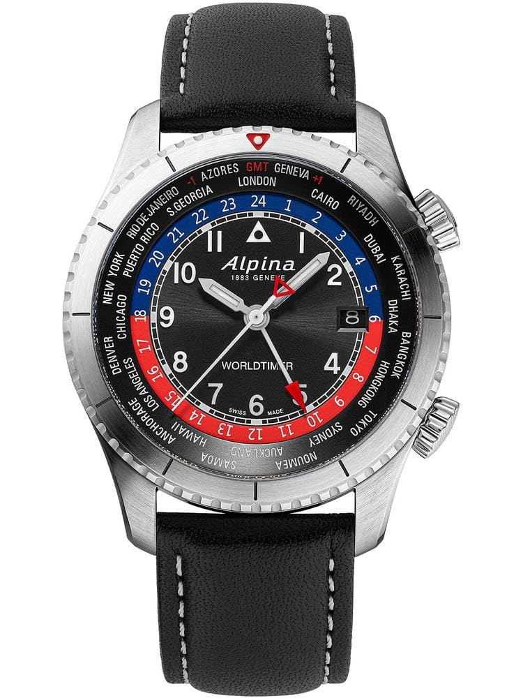 Alpina Analoge Herrenuhr Quarz mit Edelstahlarmband Mid-39670, Schwarz