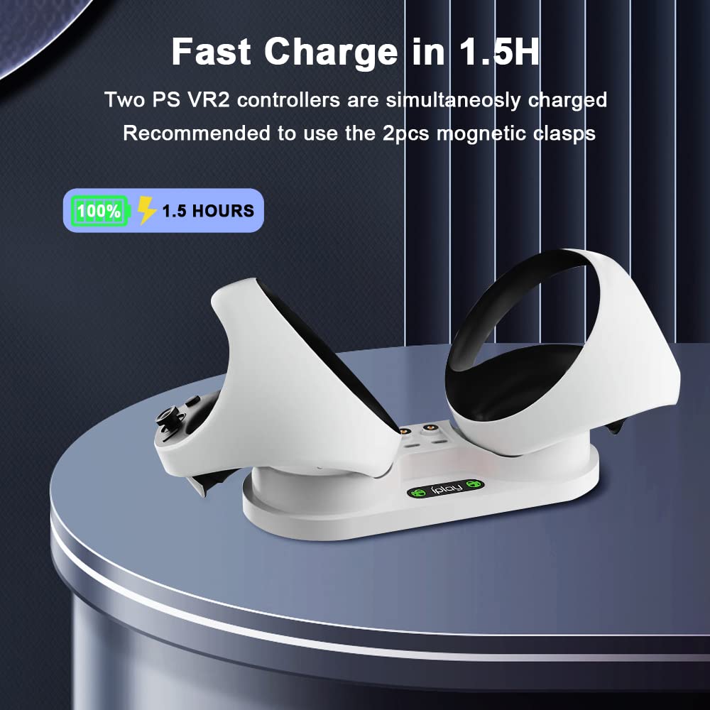 HOMSCAM Ladestation für PS VR2 Controller, 1.5 Stunden Schnelle Ladegerät für PlayStation VR2 Controller mit 4 Type-C Magnetische Schnittstellen, LED Anzeige, Type-C-Ladestation für PS VR2 Zubehör