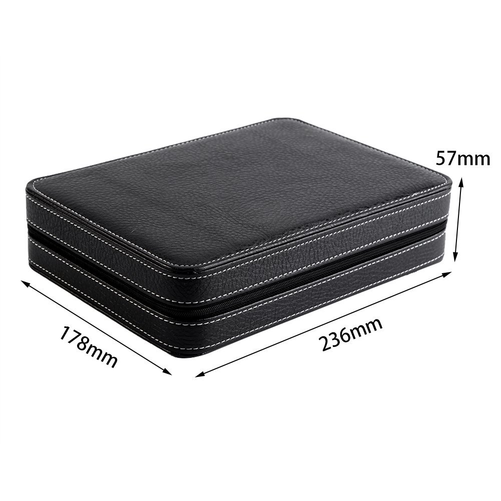 Guarda la Scatola Porta Orologi 8 Griglie - Portatile con Cerniera per Immagazzinamento ed Esposizione di Braccialetti e Gioielli - Organizzatore da Viaggio per Collezionisti (Nero)