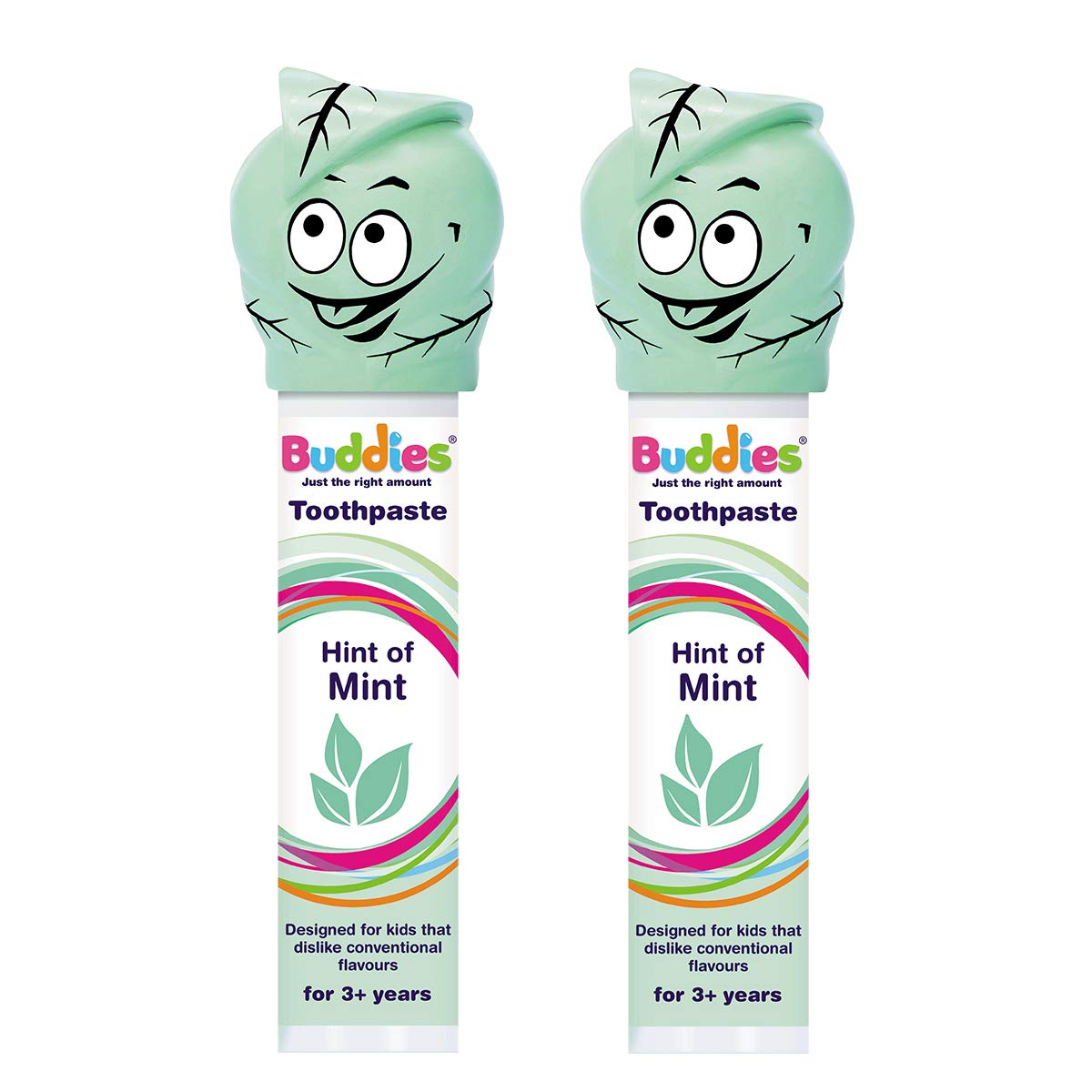 BuddiesHint of Mint Toothpaste Pump Twin β Mild Butter-Mint Flavour, SLS & Paraben-Free, 1450ppm Fluoride, Low-Foam Formula for Sensitive Brushers & Special Needs - Pack 100ml Γ 2