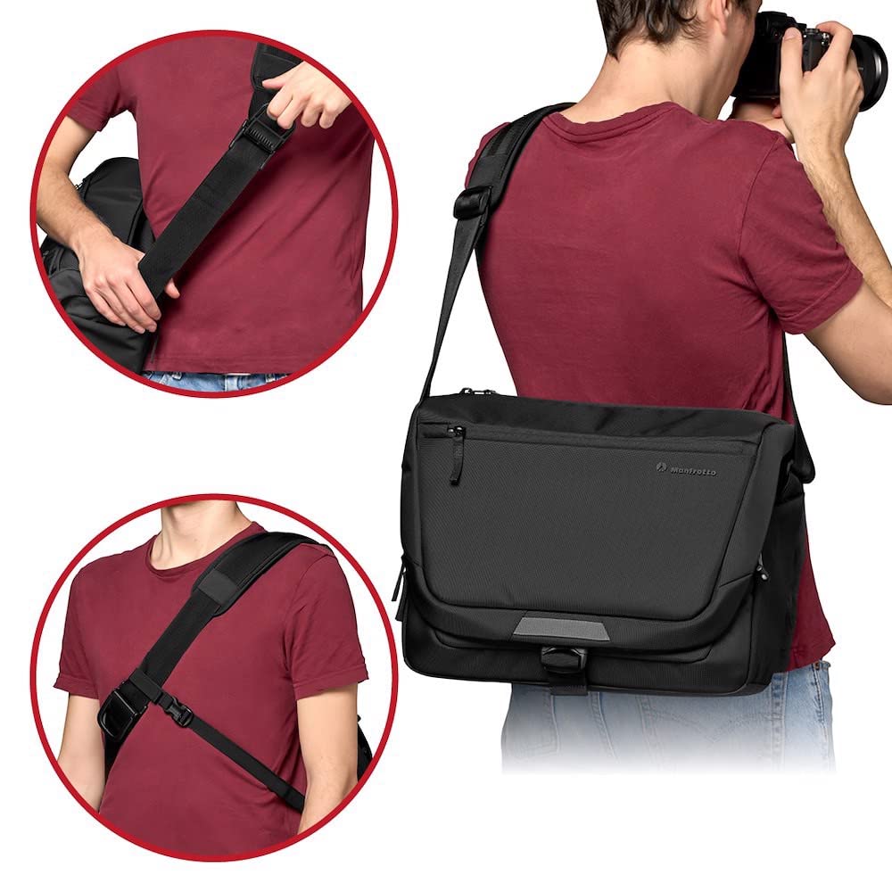 Manfrotto Advanced Borsa a Spalla M III, Borsa Reflex e Mirrorless con Obiettivo, Borsa Fotografica, Custodia Macchina Fotografica con Attacco per Treppiede e Copertura Antipioggia