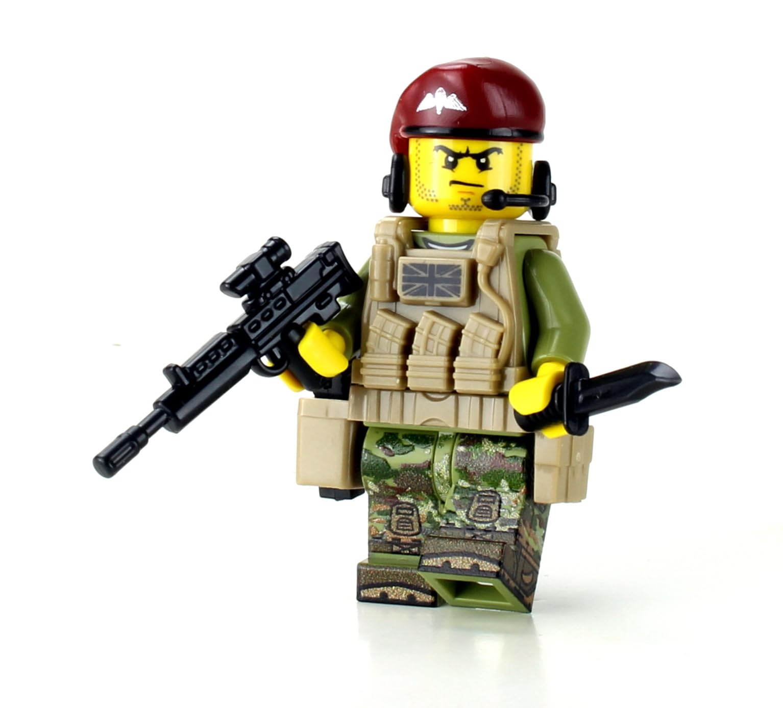 Battle Bricks Collectible British Modern Paratroopers | Authentic Military Minifigure | Camo Print | 1.6" Tall | AFOL Ages 8+