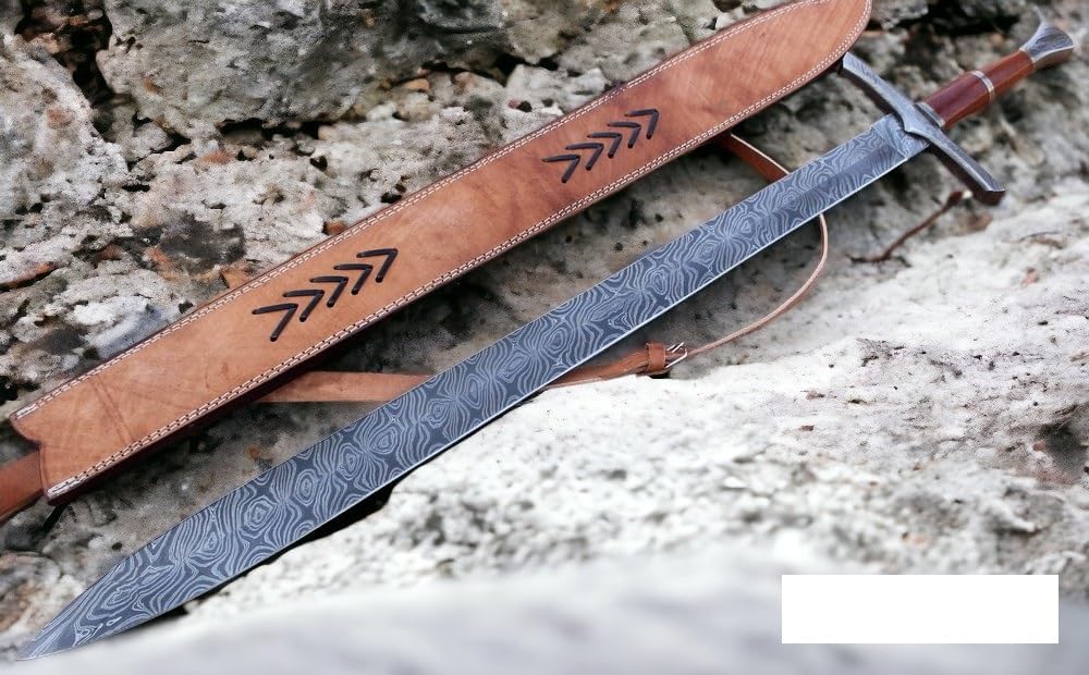 Custom Damascus Steel Sword - 37" Dagger/Legendary Machete Hunting Sword