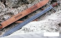 Vista 3 de Espada de acero de Damasco personalizada, espada de caza de machete legendario de 37 pulgadas