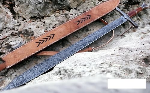 Miniatura 3 de Espada de acero de Damasco personalizada, espada de caza de machete legendario de 37 pulgadas
