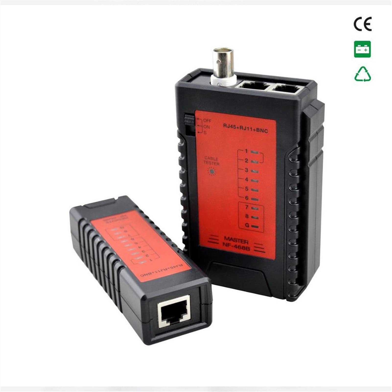 Detector de pared, Probador de cable de red NF-468B RJ45 RJ11 BNC LAN Wire Tester Detector Test de prueba remota Herramienta de redes profesionales