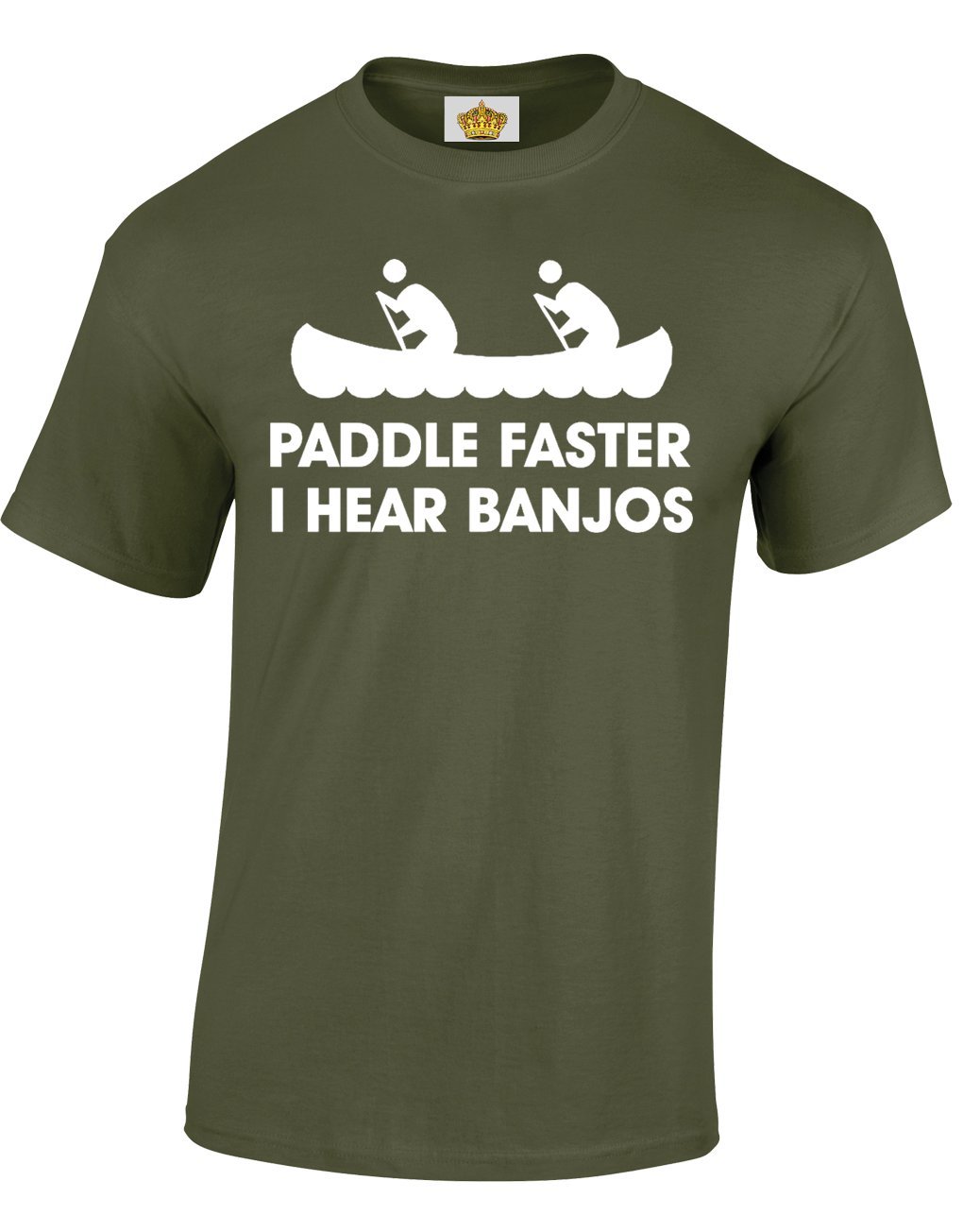 Crown Designs Paddle Faster Funny Cool for Men & Teenagers T-Shirts Tops - Military Green/XX-Large