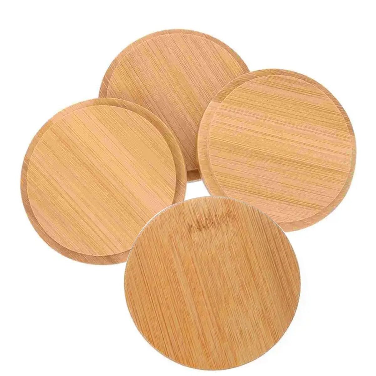 4 Pcs Bamboo Lids for Coffee Mugs - Heat & Cold Resistant Covers for Dust Protection - Stylish Wooden Insulation Lid for Ceramic and Mug Cups