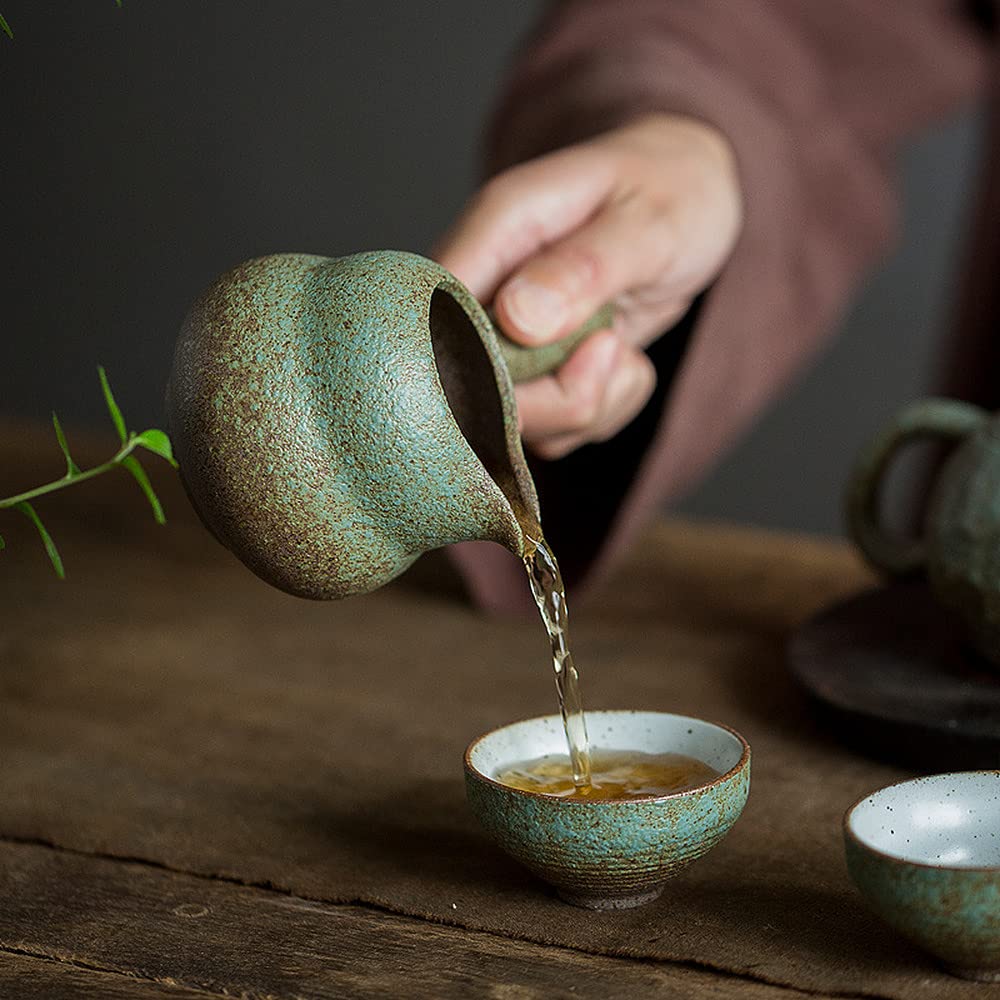 Pichet à poignée en poterie grossière Pichet à thé Domestique Service à thé Kung Fu Antique Théière en céramique，