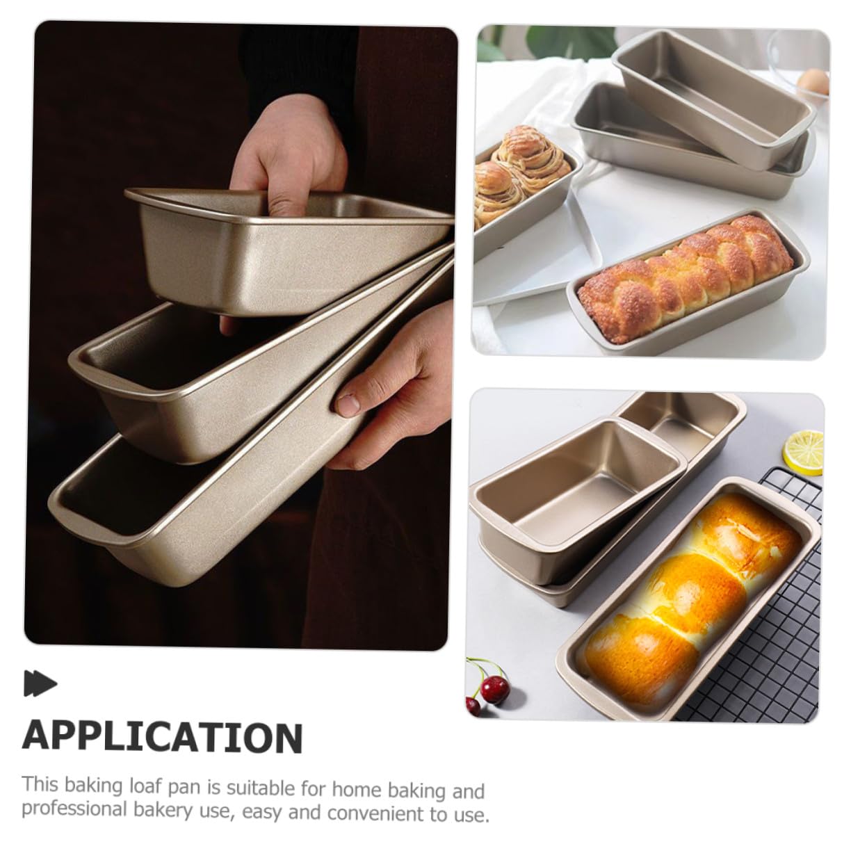 3 Piezas Molde para Pan Rectangular Antiadherente de Calidad Alimentaria Molde para Hornear Pan de Resistente al Calor para Uso Casa o Comercial