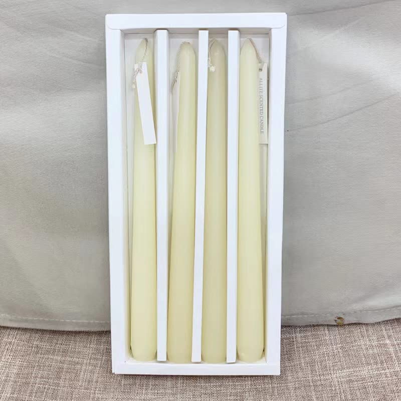 10 inch White Scented Taper Candles Soy Wax Scented Candle for Home Decor Kitchen Decor Wedding Decorations, Vanilla, Pack of 4 (White)