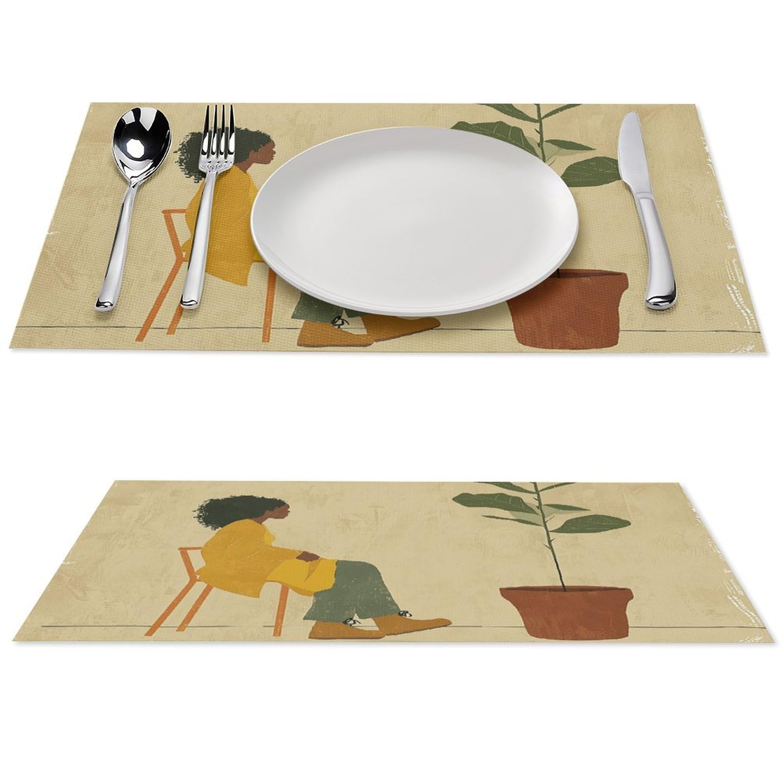 Sets de table thermorésistants lavables en vinyle tissé pour une protection durable