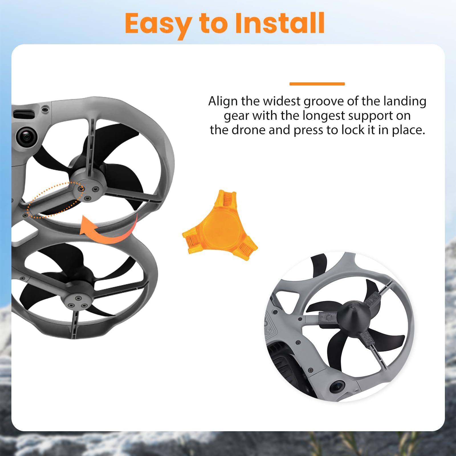 Equipo De Aterrizaje Extendido Para DJI Avata 360 – Patas Plegables De Liberación Rápida, Altura +2,6 Cm (Naranja)