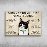 Cartel De Chapa Gato Esmoquin Cuando Visites Mi Casa Recuerda Que Si No Te Gusta El Pelo De Gato, No Te Subas Al Sofá Pared Muestra Decoración Placa Metalica Vintage Tin Sign Para Hogar Baño S
