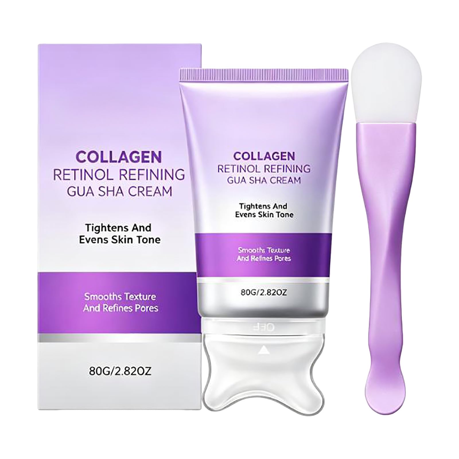 Collagen Retinol Gua Sha Cream for Skin Refining, Neck Cream for Toning and Lifting, From Chin to Décolleté, Daily Moisturiser, Care Against Fine Wrinkles, Neck Massager