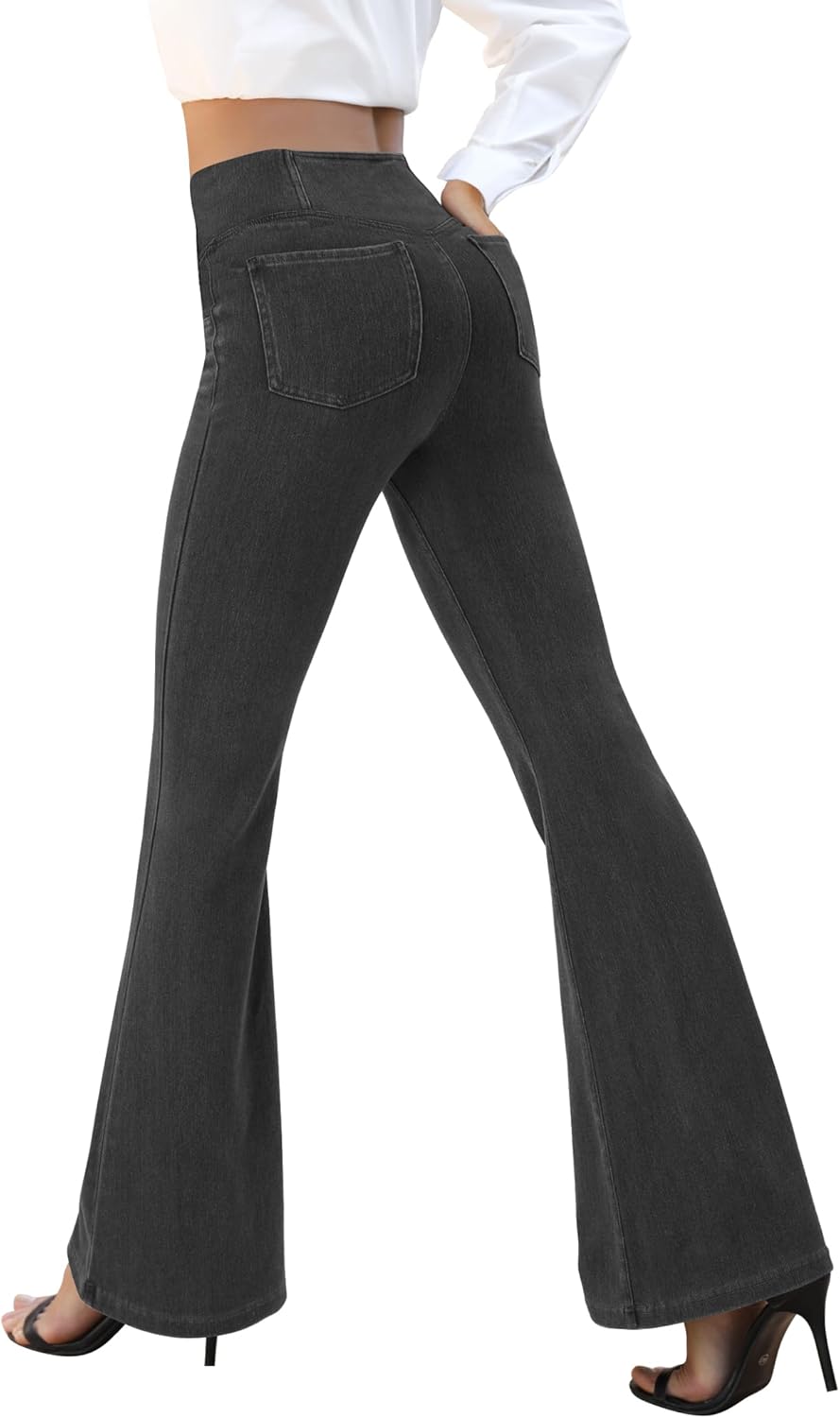 Bell Bottom Jeans for Women Trendy Crossover Stretchy Jeans Flare Leggings with Pockets Y2k Butt Lifting Jeggings - Image 2