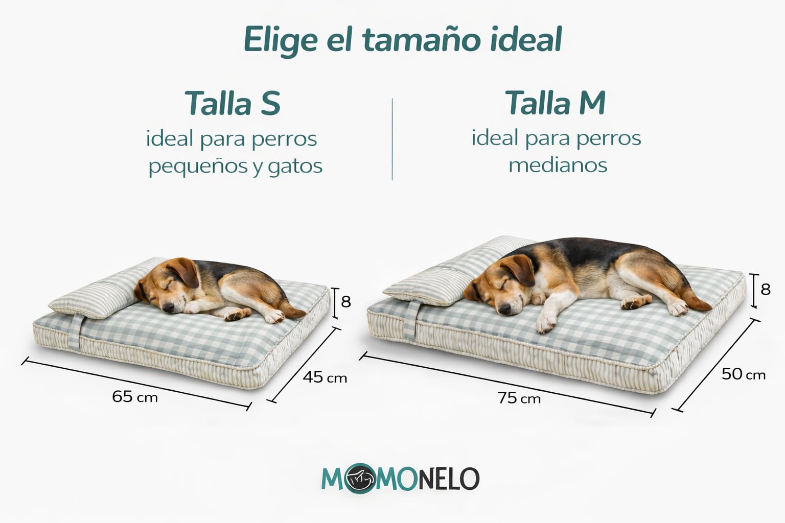 Cama para Perro Mediano 75x50 cm, Funda Lavable. Ideal para Perros hasta 10 kg y Gatos