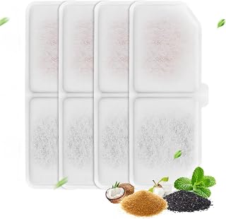 4 Pack Cat Water Fountain Filter, Pet Water Filter Replacement Compatible with Water Fountain Filter with Carbon Water Fountain Filter Compatible with Cat Water Dispenser (White, 4 Filters)