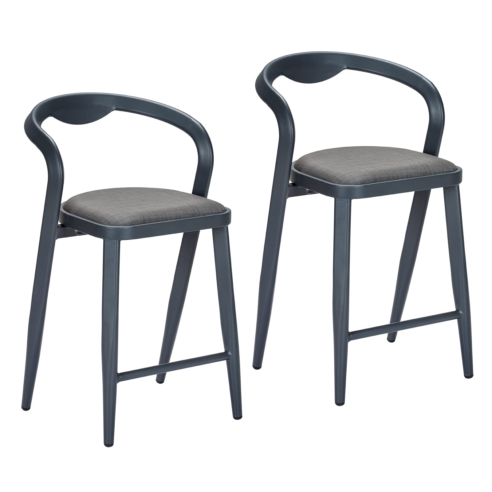 IDEALHOUSE Counter Height Bar Stools Set of 2, Stylish Modern Counter Stools with Low Back?Comfortable Indoor and Outdoor Barstools for Patio Garden Bistro, Gray/Blue
